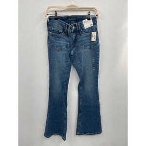 Aeropostale Jeans Women 2R Blue Denim Medium Wash Stretch Low Rise Flare Leg NWT